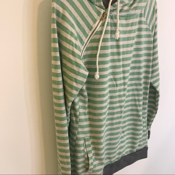 & Asymmetrical Zipper Double Hooded Sweatshirt - Picture 14 of 14